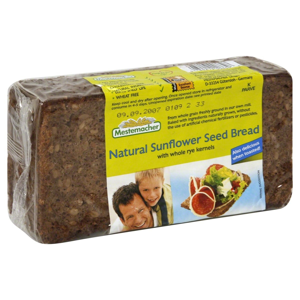 slide 1 of 1, Mestemacher Natural Sunflower Seed Bread, 17.6 oz