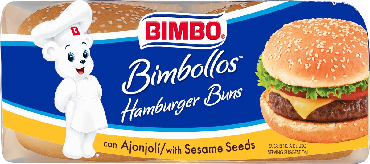 slide 2 of 8, Bimbo Hamburger Buns With Sesame Seeds, 8 count, 8 ct