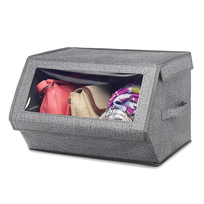 slide 1 of 3, Whitmor Stackable Window Box - Crosshatch Grey, 1 ct