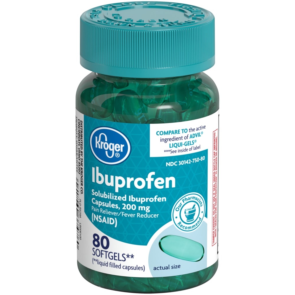 slide 1 of 1, Kroger Ibuprofen 200Mg Softgels, 80 ct