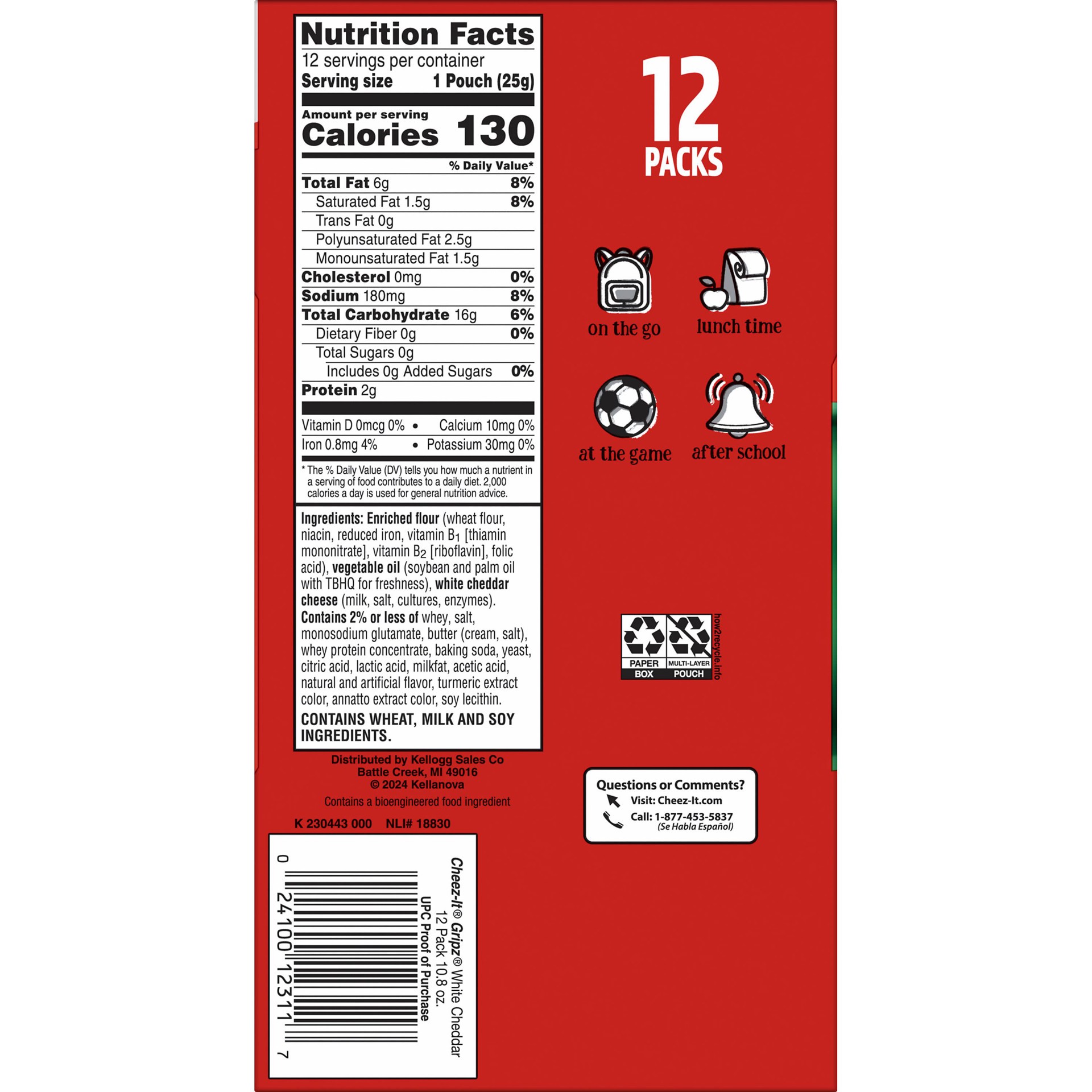 slide 4 of 7, Cheez-It Gripz Crackers White Cheddar 10.8oz, 12 ct