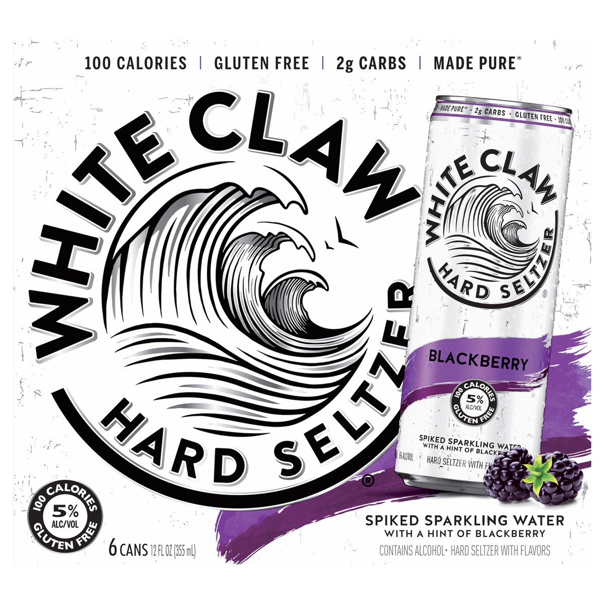slide 1 of 1, White Claw Hard Seltzer Blackberry 6 Pack, 6 ct; 12 oz