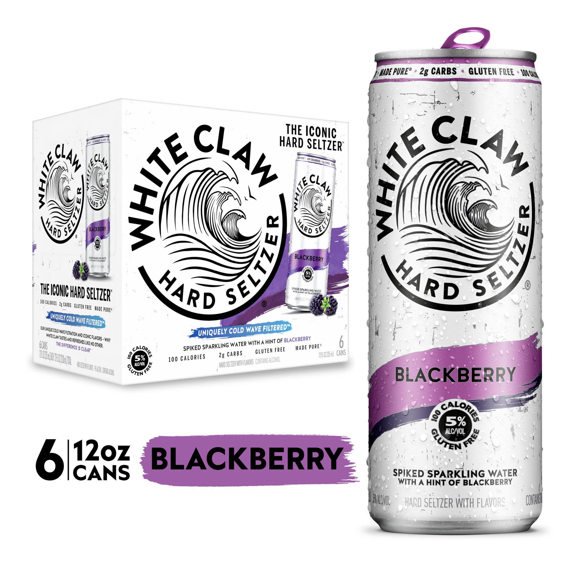slide 1 of 1, White Claw Blackberry 6 Pack, 6 ct