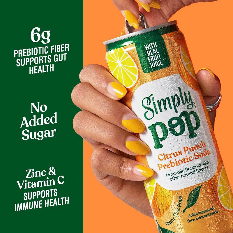 slide 11 of 11, Simply POP Prebiotic Soda Citrus Punch Can, 12 fl oz, 12 fl oz