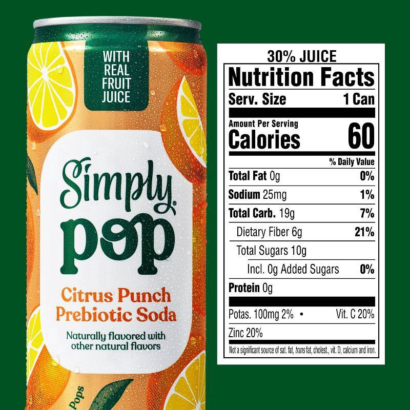 slide 7 of 11, Simply POP Prebiotic Soda Citrus Punch Can, 12 fl oz, 12 fl oz