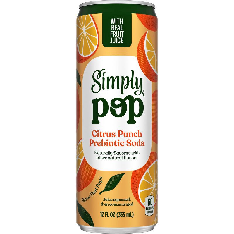 slide 9 of 11, Simply POP Prebiotic Soda Citrus Punch Can, 12 fl oz, 12 fl oz