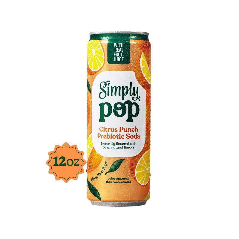 slide 1 of 11, Simply POP Prebiotic Soda Citrus Punch Can, 12 fl oz, 12 fl oz