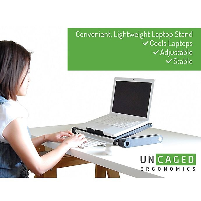slide 3 of 8, Uncaged Ergonomics Workez Executive Adjustable Laptop/Tablet Stand - Black, 1 ct