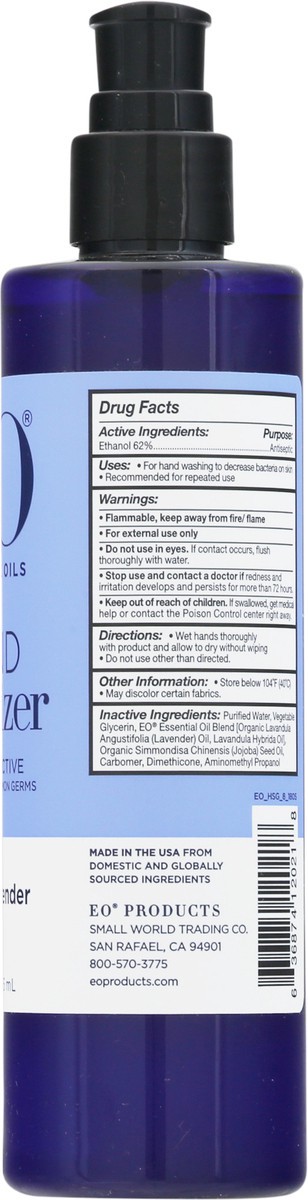 slide 8 of 13, EO Fresh Lavender Gel Hand Sanitizer 8 fl oz, 8 fl oz