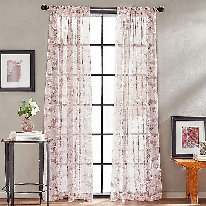 slide 1 of 2, Peri Home Kelly Floral Sheer Rod Pocket Window Curtain Panel - Blush, 84 in