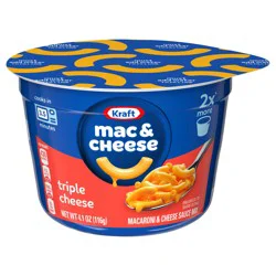 Kraft Mac and Cheese, 1 Big Cup, for Easy Dinner or Dinner Sides, Triple Cheese, No Artificial Flavors, Preservatives or Dyes, 4.1 oz