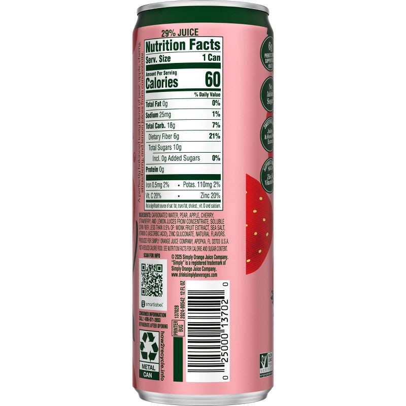 slide 5 of 11, Simply Pop Prebiotic Soda Strawberry Drink, 12 oz. can, 12 fl oz