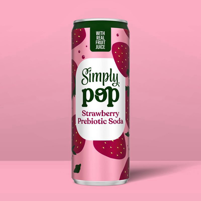 slide 4 of 11, Simply Pop Prebiotic Soda Strawberry Drink, 12 oz. can, 12 fl oz