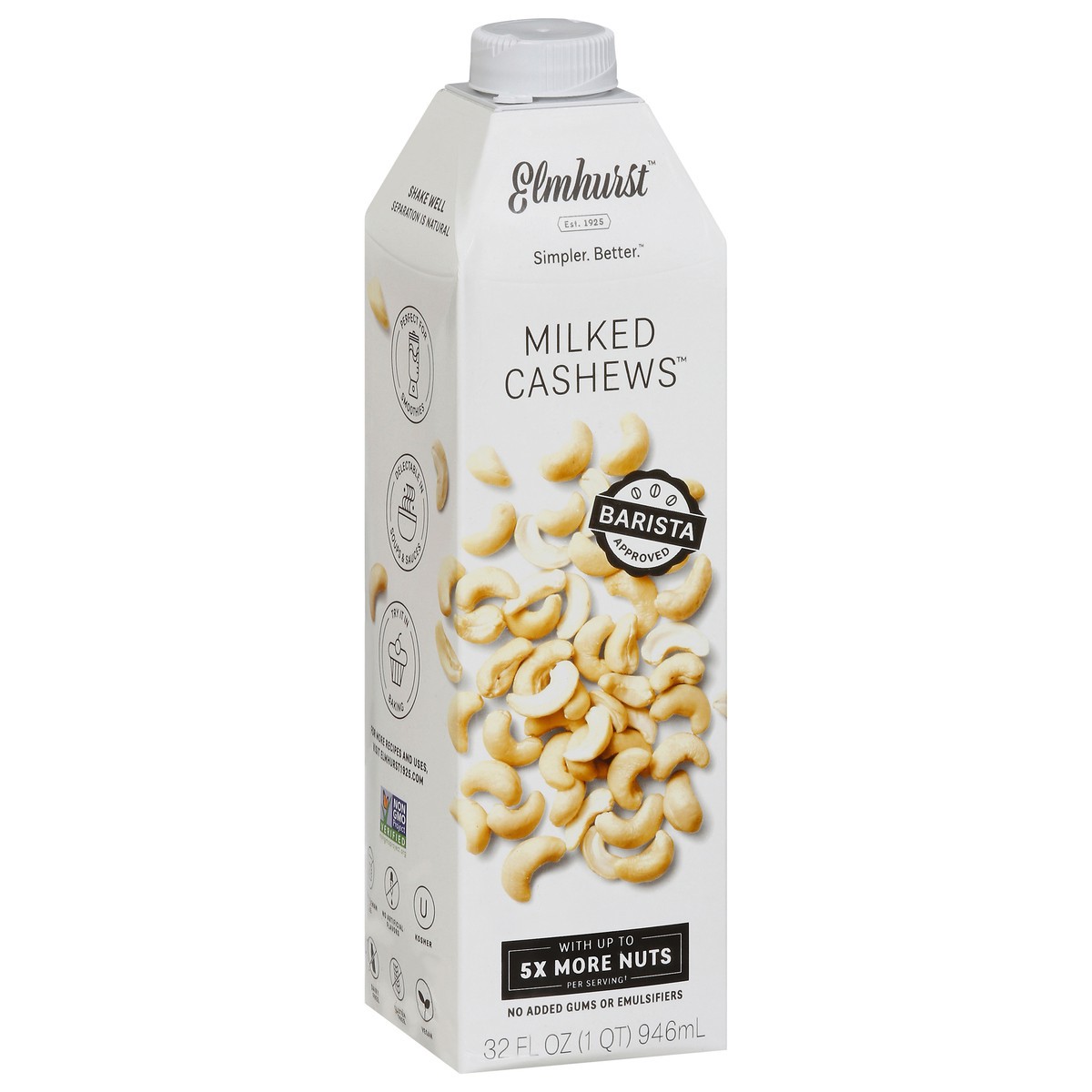 slide 2 of 9, Elmhurst Milked Cashews Non-dairy Beverage, 32 fl oz