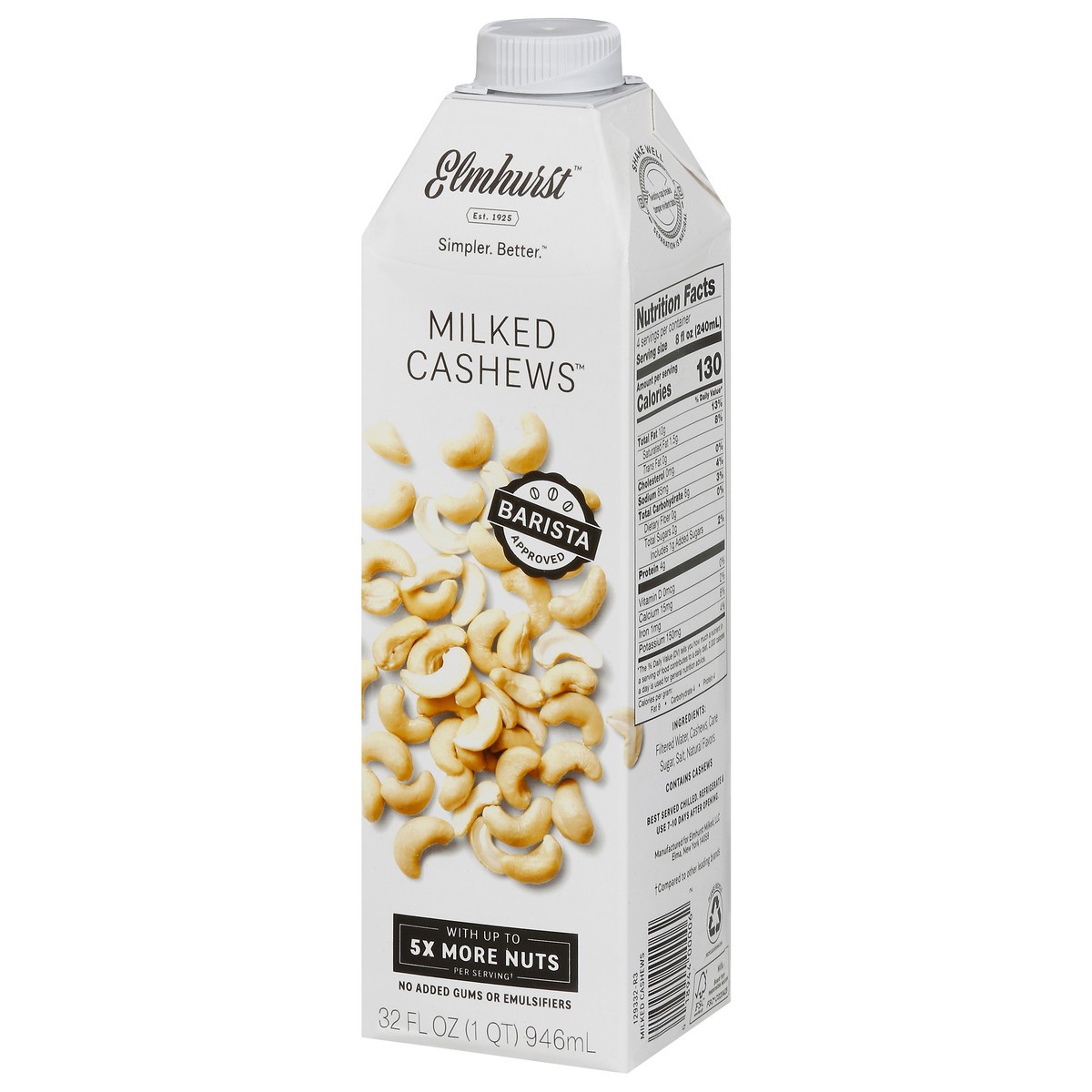 slide 3 of 9, Elmhurst Milked Cashews Non-dairy Beverage, 32 fl oz