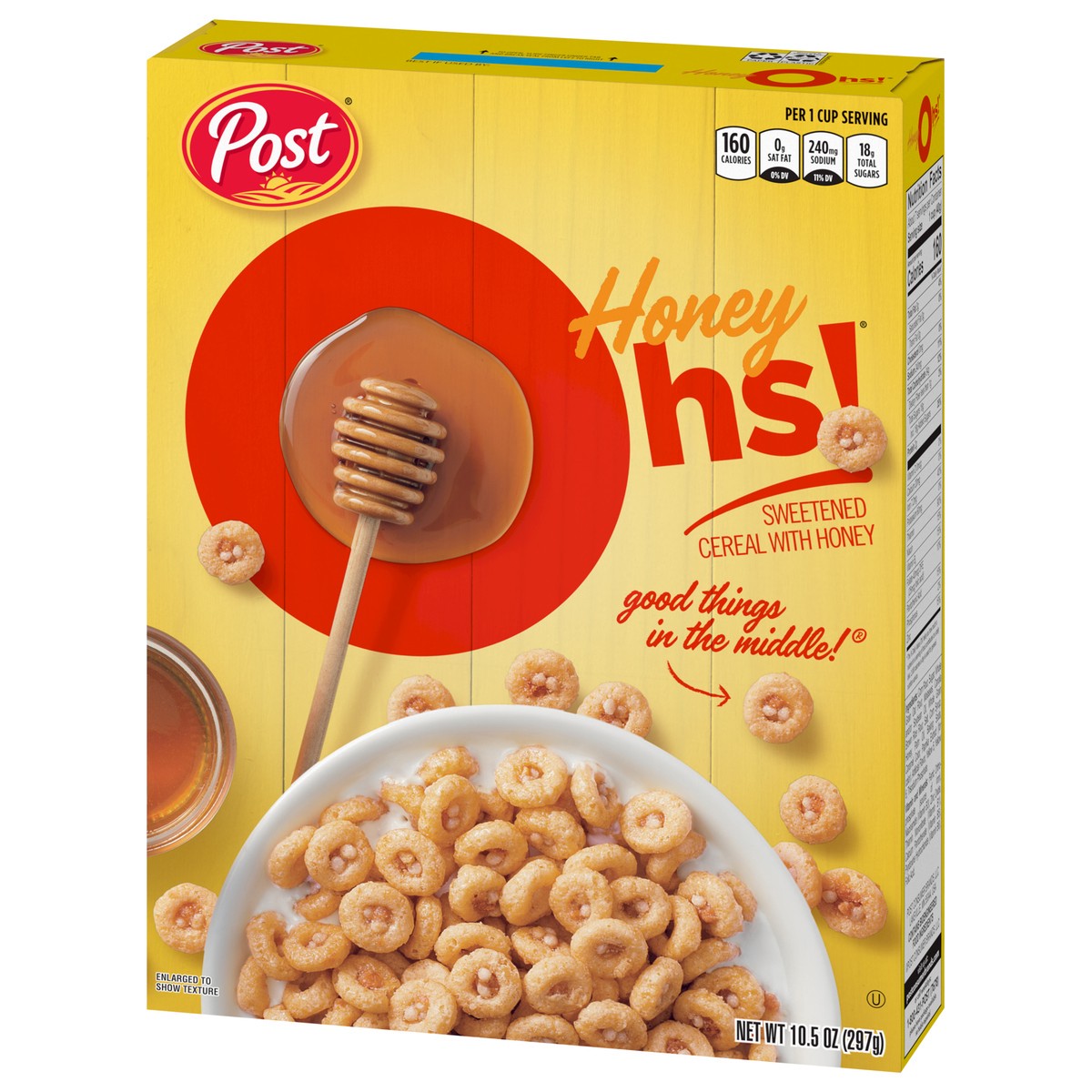 slide 2 of 9, Post Honey Oh!s cereal, Filled Ohs Breakfast Cereal, Breakfast Snacks, 10.5 oz – 1 count, 10.5 oz