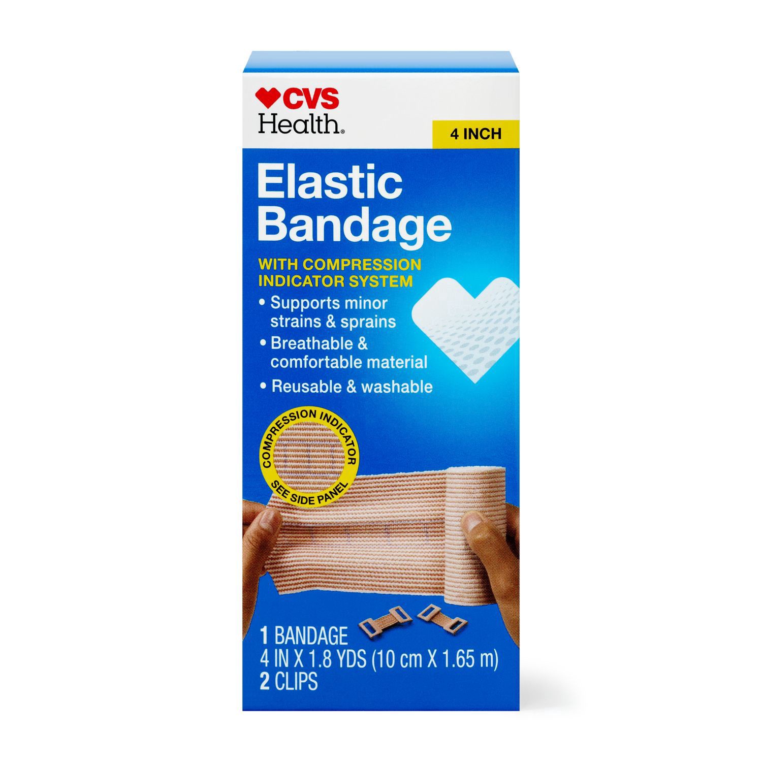 slide 1 of 1, CVS Health Elastic Bandage, 4 In X 1.8 Yds, 1 ct