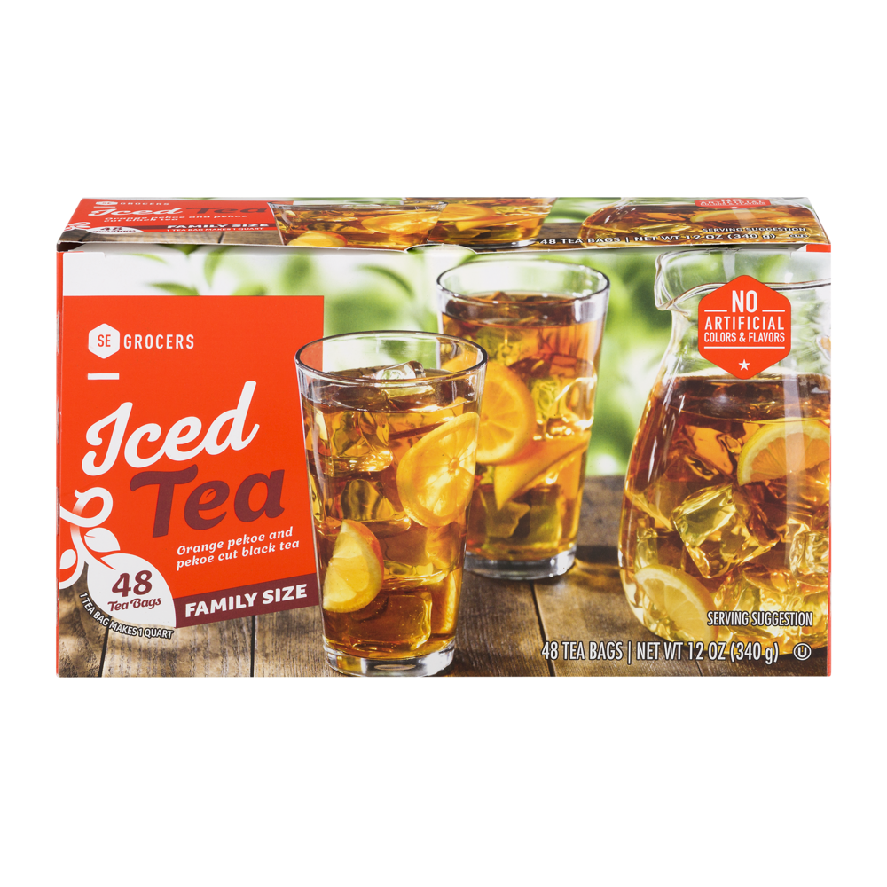 slide 1 of 1, SE Grocers Family Size Iced Tea- 48 ct, 48 ct