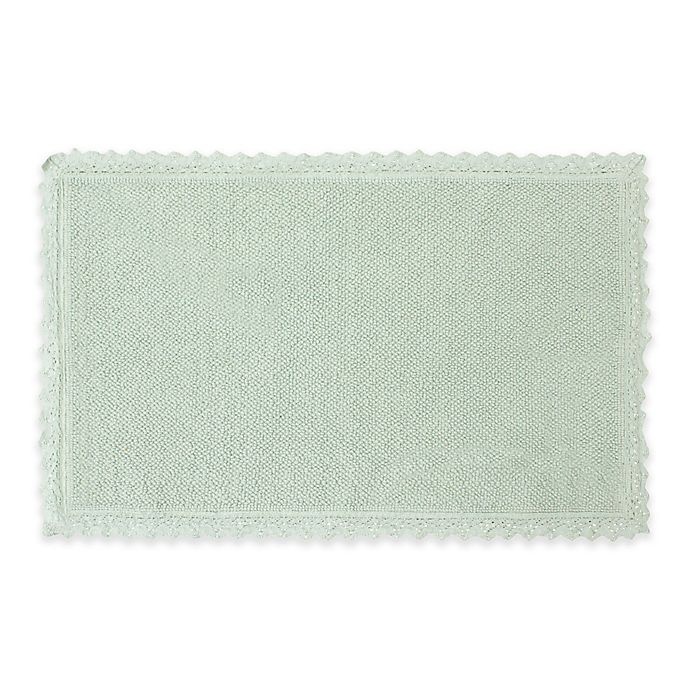 slide 1 of 4, Laura Ashley Reversible Crochet 17 x 24'' Bath Rug - Aqua'', 1 ct