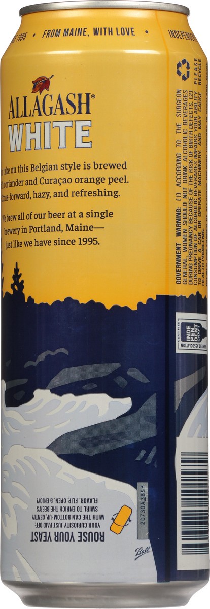 slide 8 of 9, Allagash Belgian-Style Wheat White Beer 19.2 fl oz, 19 oz