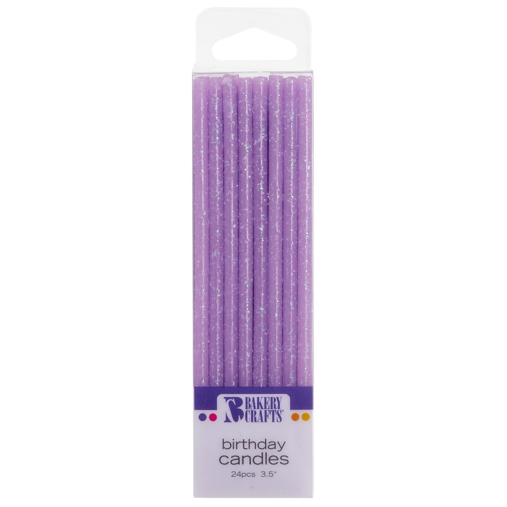 slide 1 of 1, Bakery Crafts Slim Purple Birthday Candles, 3.5 in