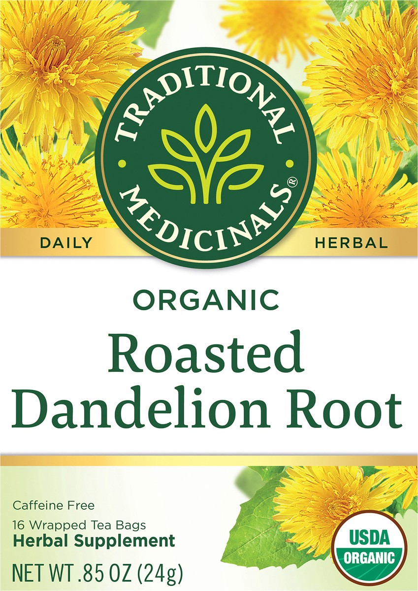 slide 8 of 10, Traditional Medicinals Organic Roasted Dandelion Root, Caffeine Free Herbal Tea, 16 ct