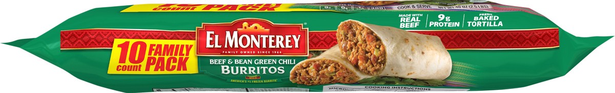 slide 4 of 7, El Monterey Burritos Beef & Bean Green Chili Family Pack, 10 ct; 40 oz