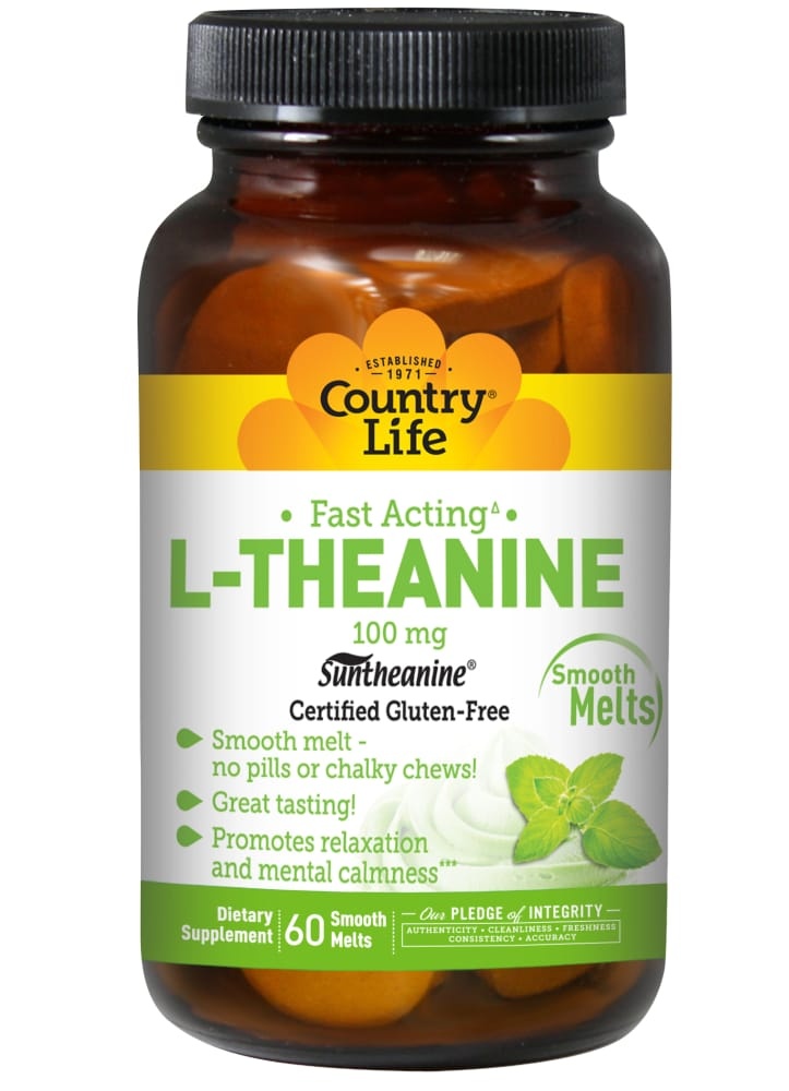 slide 1 of 1, Country Life L-Theanine 100 Mg Smooth Melts Dietary Supplement, 60 ct