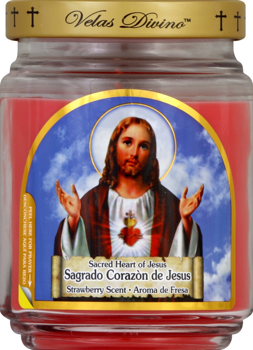 slide 2 of 2, Star Candle Candle, Sacred Heart of Jesus, Strawberry Scent, 18 ct