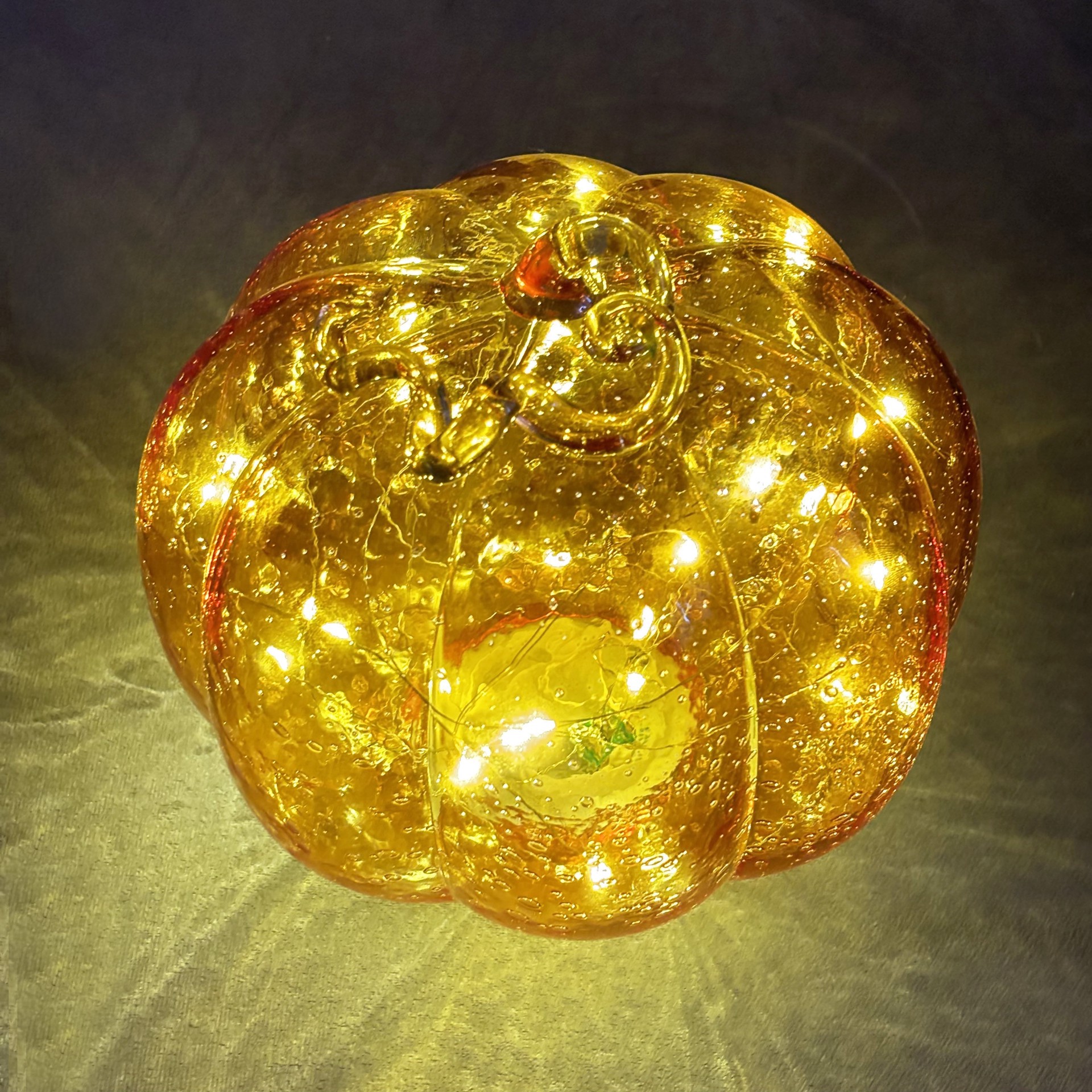 slide 2 of 2, 7.5" Orange Lighted Glass Pumpkin By Ashland, 7.5 in x 7.5 in x 6.5 in
