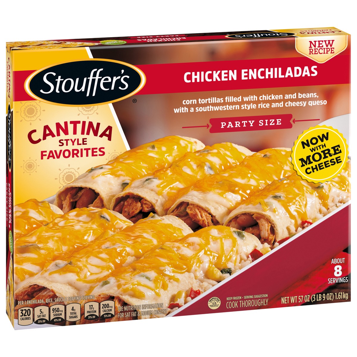 slide 2 of 8, Stouffer's Frozen Chicken Enchiladas Party Size - 57oz - 8ct, 8 ct; 57 oz