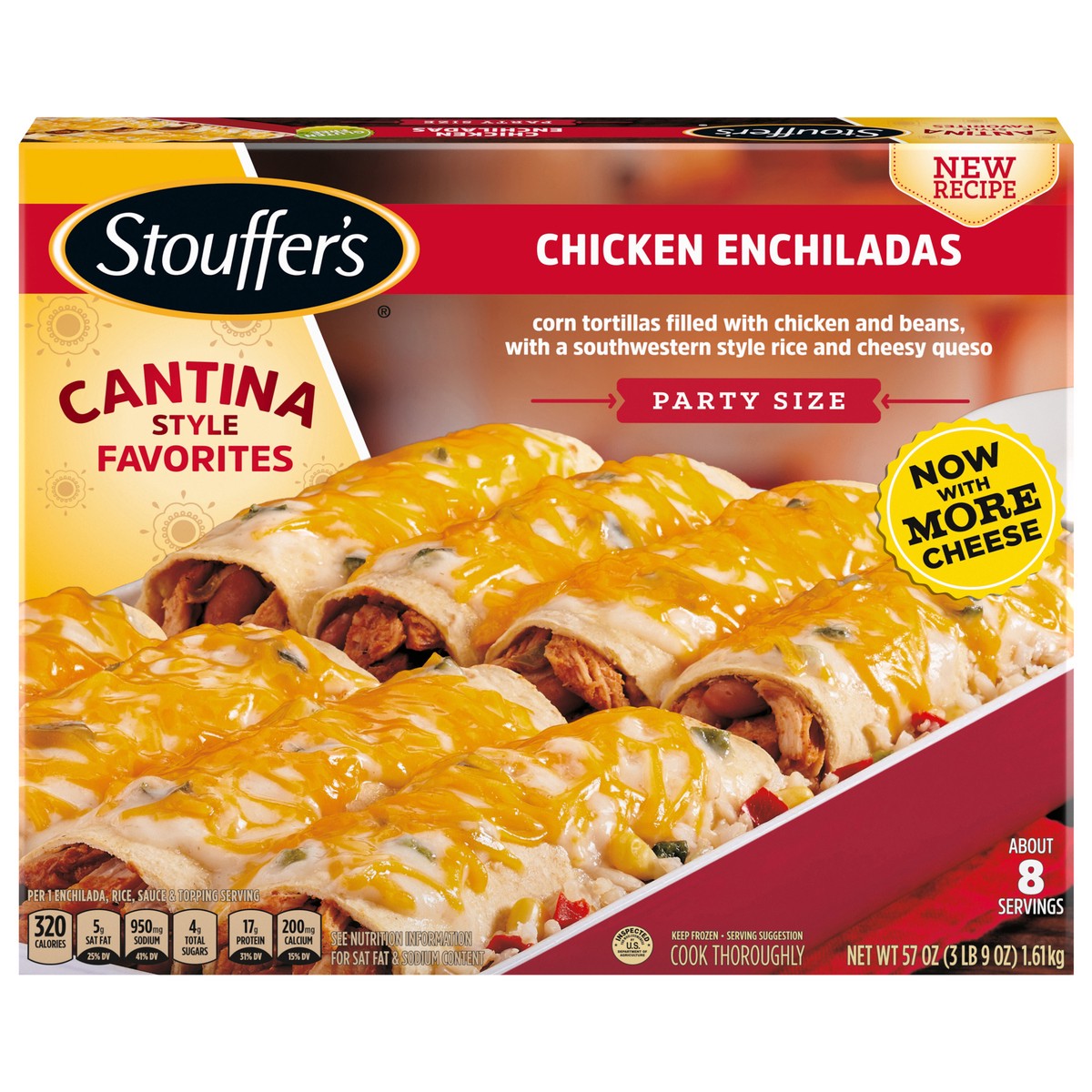 slide 1 of 8, STOUFFER'S Party Size Chicken Enchiladas Frozen Meal 57 oz., 57 oz