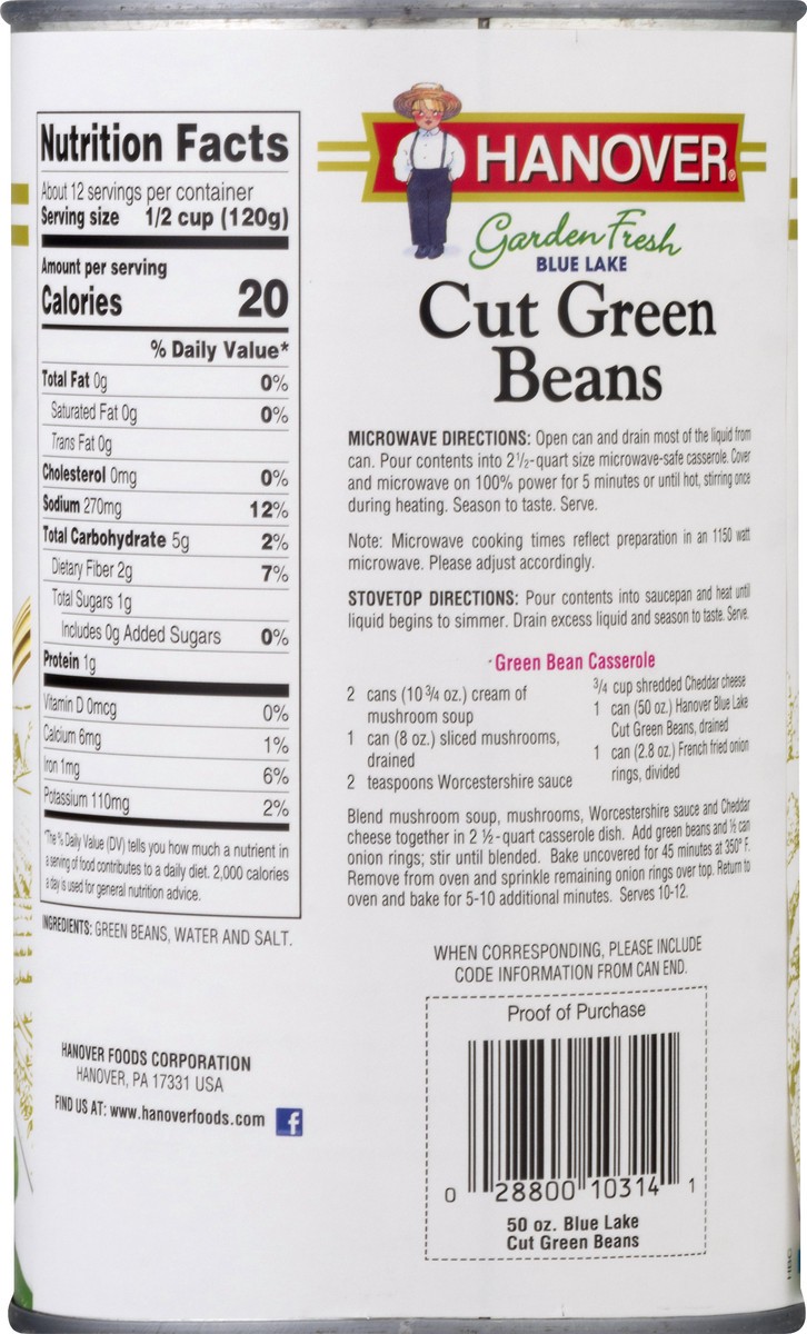 slide 7 of 12, Hanover Garden Fresh Blue Lake Cut Green Beans 50 oz, 50 oz