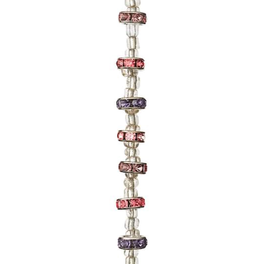 slide 1 of 3, Purple & Pink Rhinestone Rondel Beads, 8mm By Bead Landing, 8mm