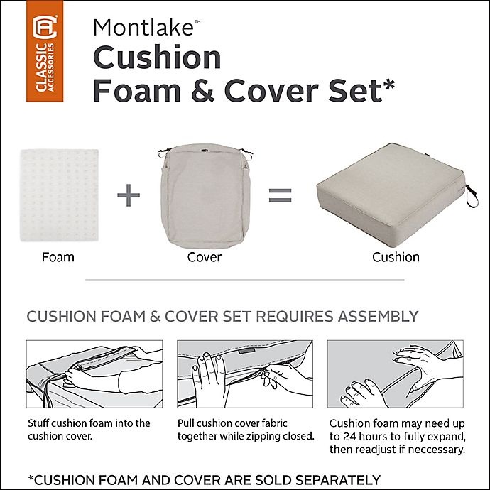 slide 6 of 11, Classic Accessories Montlake FadeSafe Dining Seat Cushion Slip Cover - Grey, 17 in