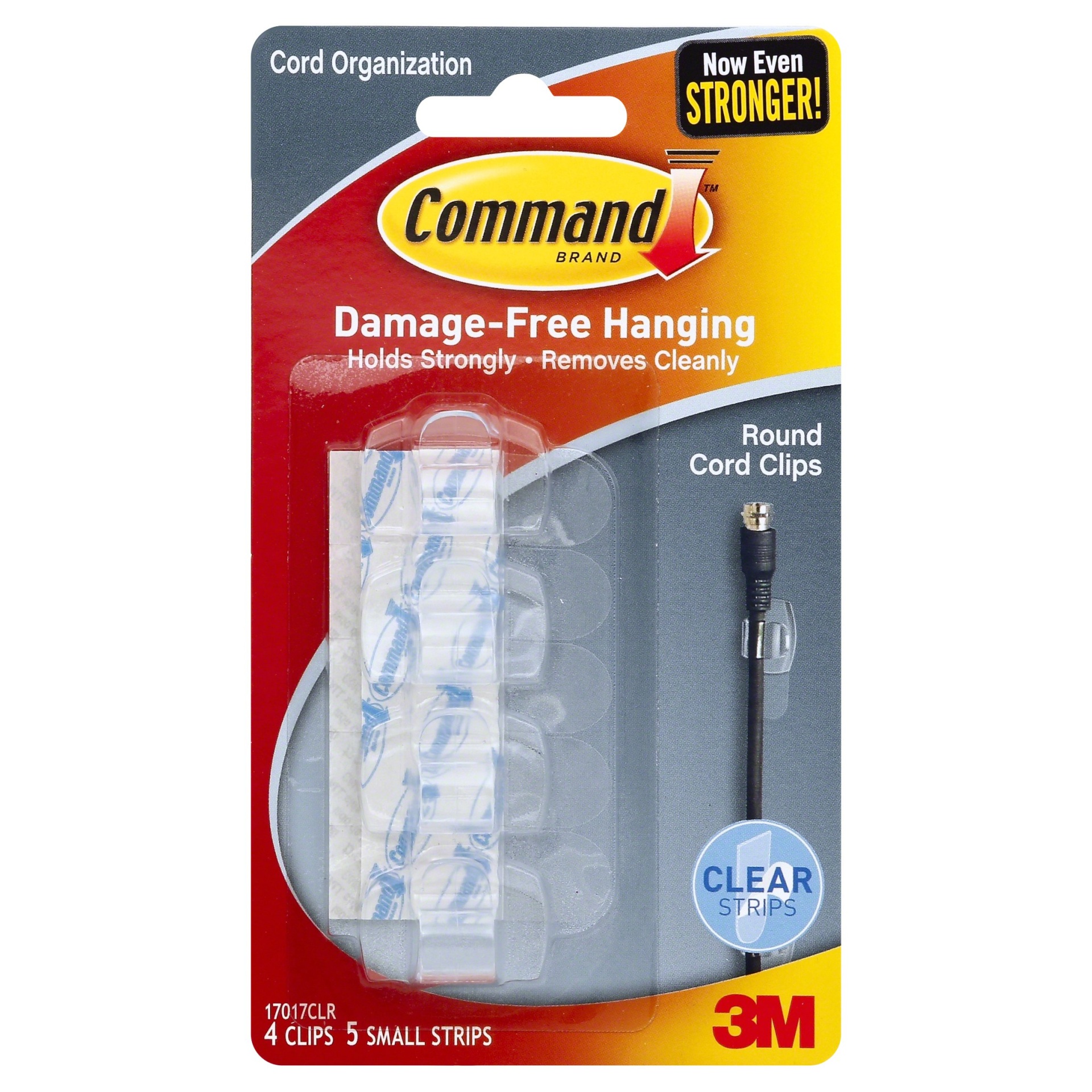 slide 1 of 3, Command Clear Round Cord Clips, 4 ct