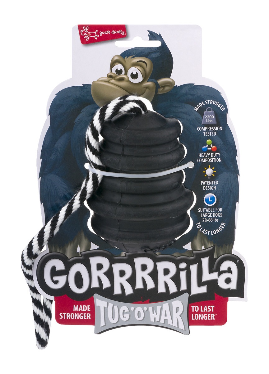 slide 1 of 1, Multipet Gorrrrilla Tough Rubber Treat Toy With Rope - Black (4.5''), 1 ct