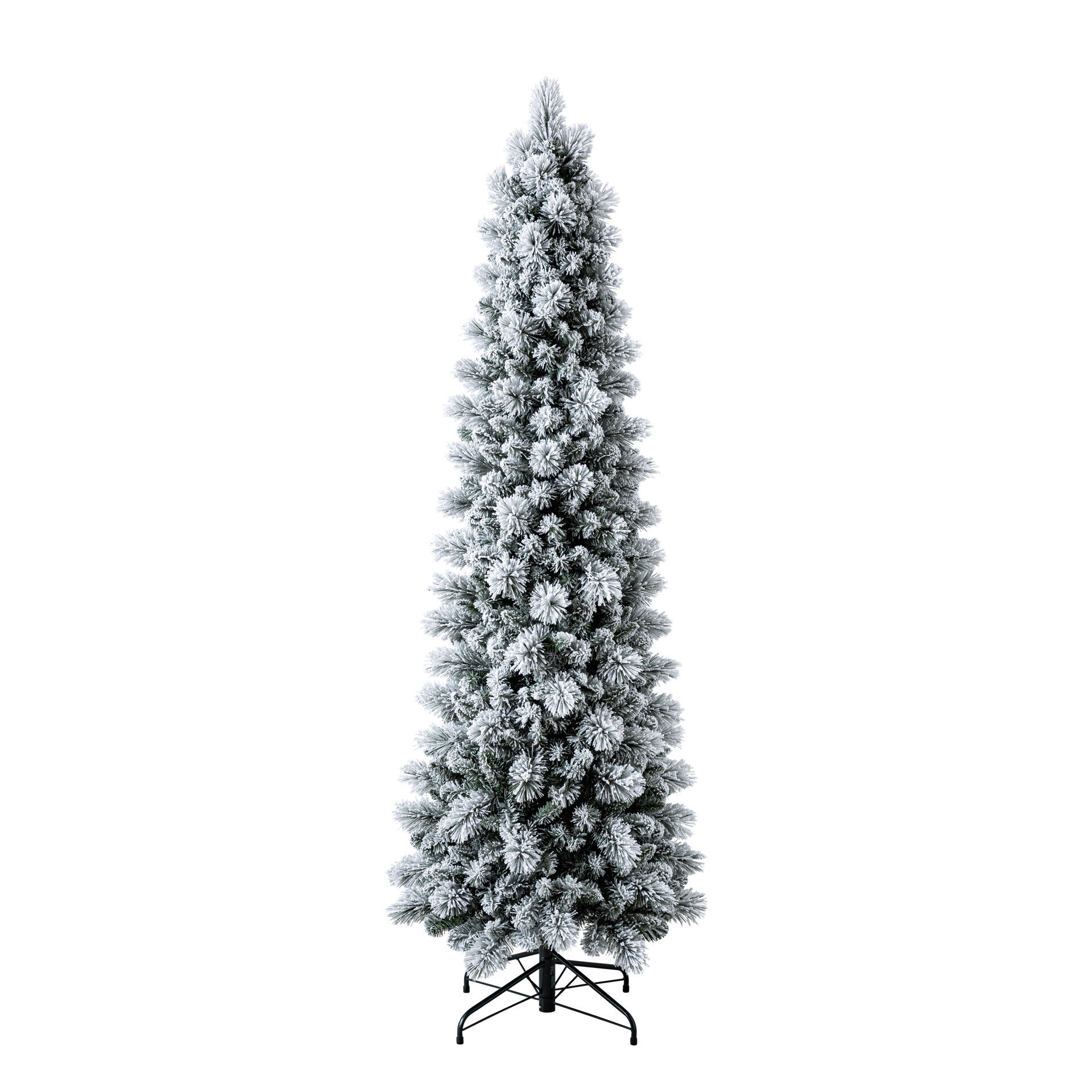 slide 9 of 9, 7ft. Pre-Lit Flocked Slim Artificial Christmas Tree, Warm White Twinkle Led Lights By Ashland, 7 ft