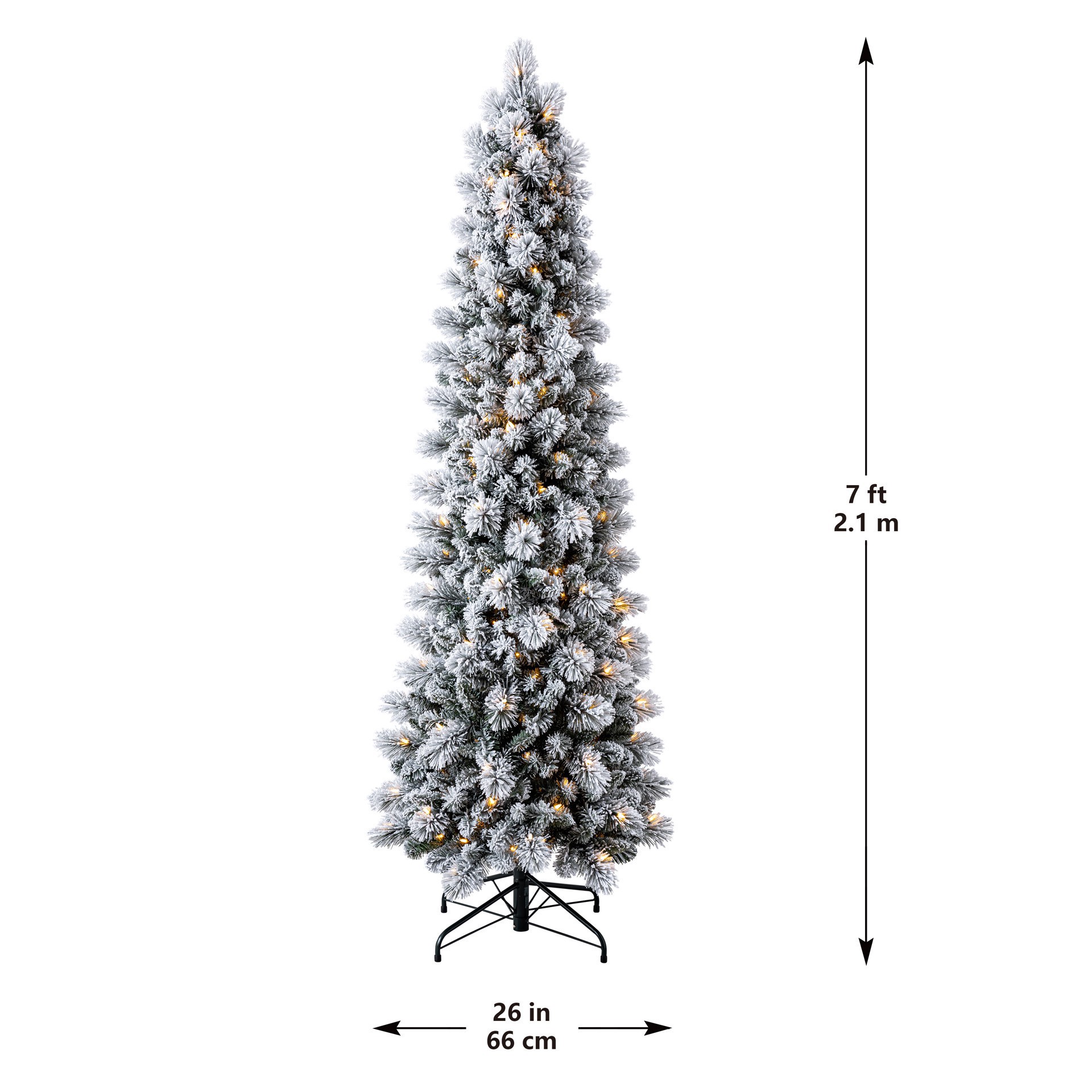 slide 7 of 9, 7ft. Pre-Lit Flocked Slim Artificial Christmas Tree, Warm White Twinkle Led Lights By Ashland, 7 ft