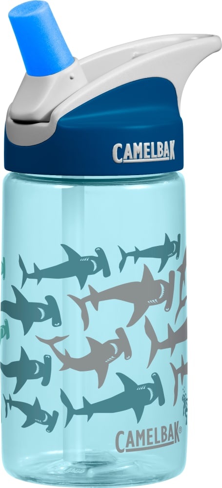 slide 1 of 1, CamelBak Eddy Shark Print Kids Water Bottle Blue, 12 oz