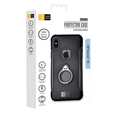 slide 1 of 1, Case Logic iPhone X Metallic Ring Case Black, 1 ct