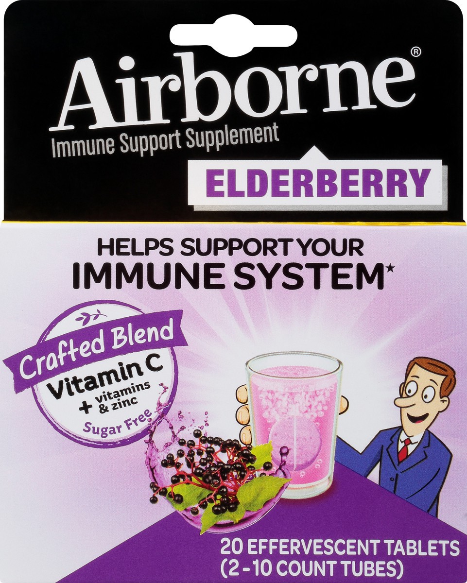 slide 1 of 1, Airborne Effervescent Tablets Elderberry Immune Support Supplement 20 ea, 20 ct