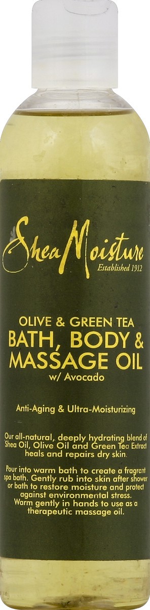 slide 2 of 2, SheaMoisture Olive & Green Tea Bath, Body & Massage Oil, 8 fl oz