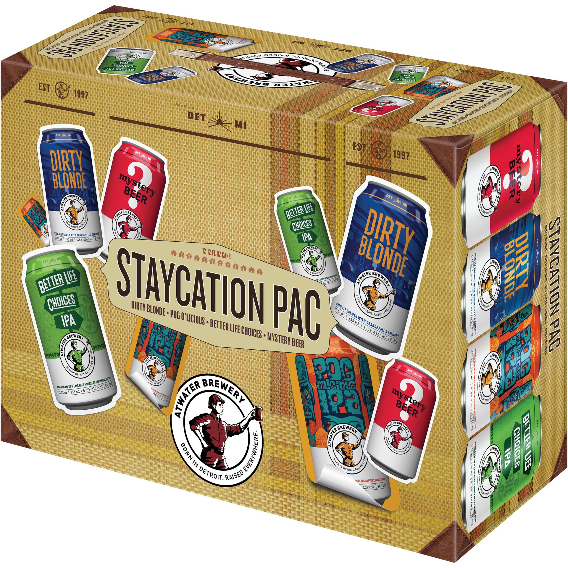 slide 3 of 5, Atwater Staycation Variety Pack Atwater Staycation Craft Beer Variety Pack, 4.5% - 6.5% ABV, 12 pack, 12-oz beer cans, 12 fl oz