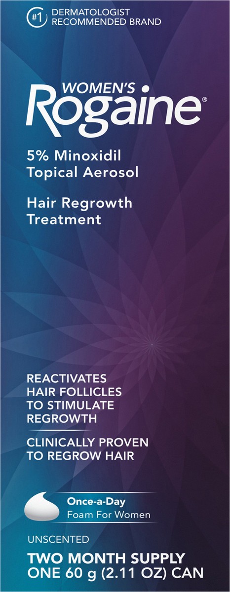 slide 1 of 8, Rogaine Women's Rogaine 5% Minoxidil Foam for Hair Regrowth, 2-Month Supply, 60 grams