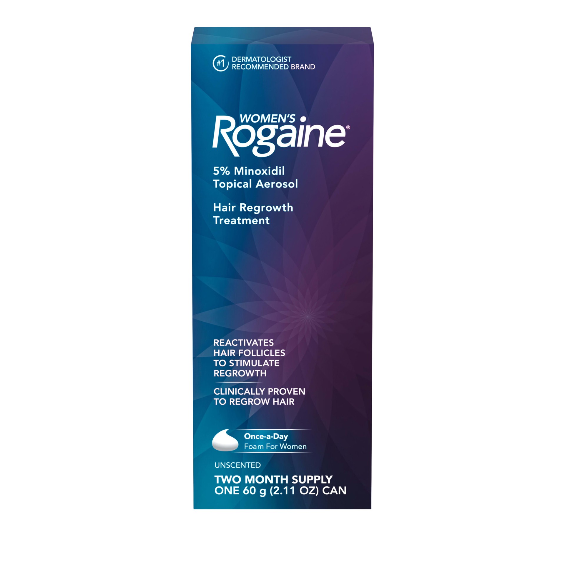 slide 1 of 8, Rogaine Women's Rogaine 5% Minoxidil Foam, Topical Once-A-Day Hair Loss Treatment for Women to Regrow Fuller, Thicker Hair, Unscented, 2-Month Supply, 2.11 oz, 60 grams