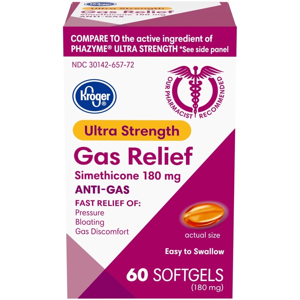 slide 1 of 1, Kroger Ultra Strength Gas Relief Soft Gels, 60 ct