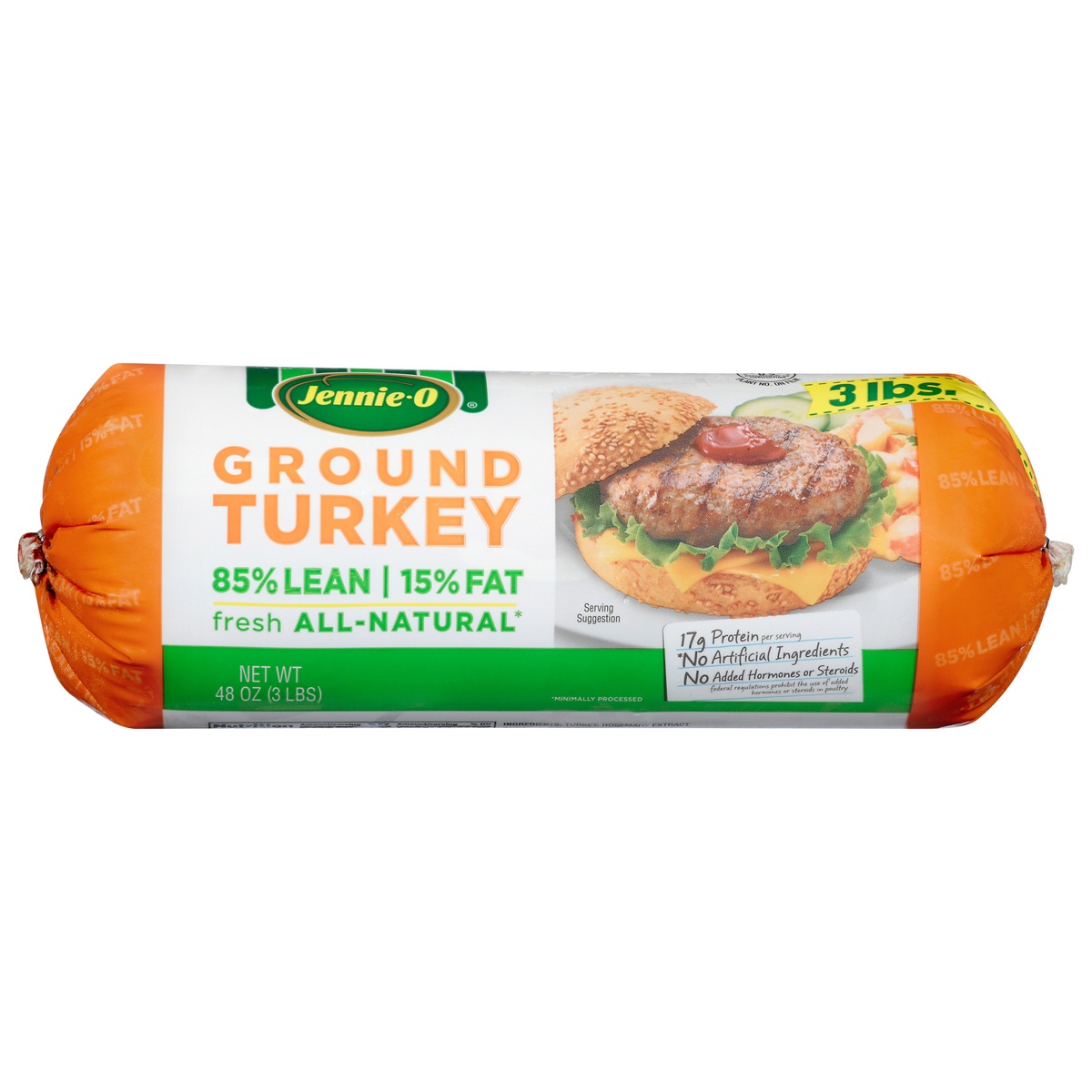 slide 1 of 6, Jennie-O JENNIE-O Ground Turkey 85% Lean / 15% Fat - 3 lb. chub, 3 lb
