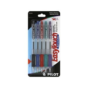 slide 1 of 1, Pilot Easy Touch Retractable Ball Point Pen Assorted Colors, 5 ct