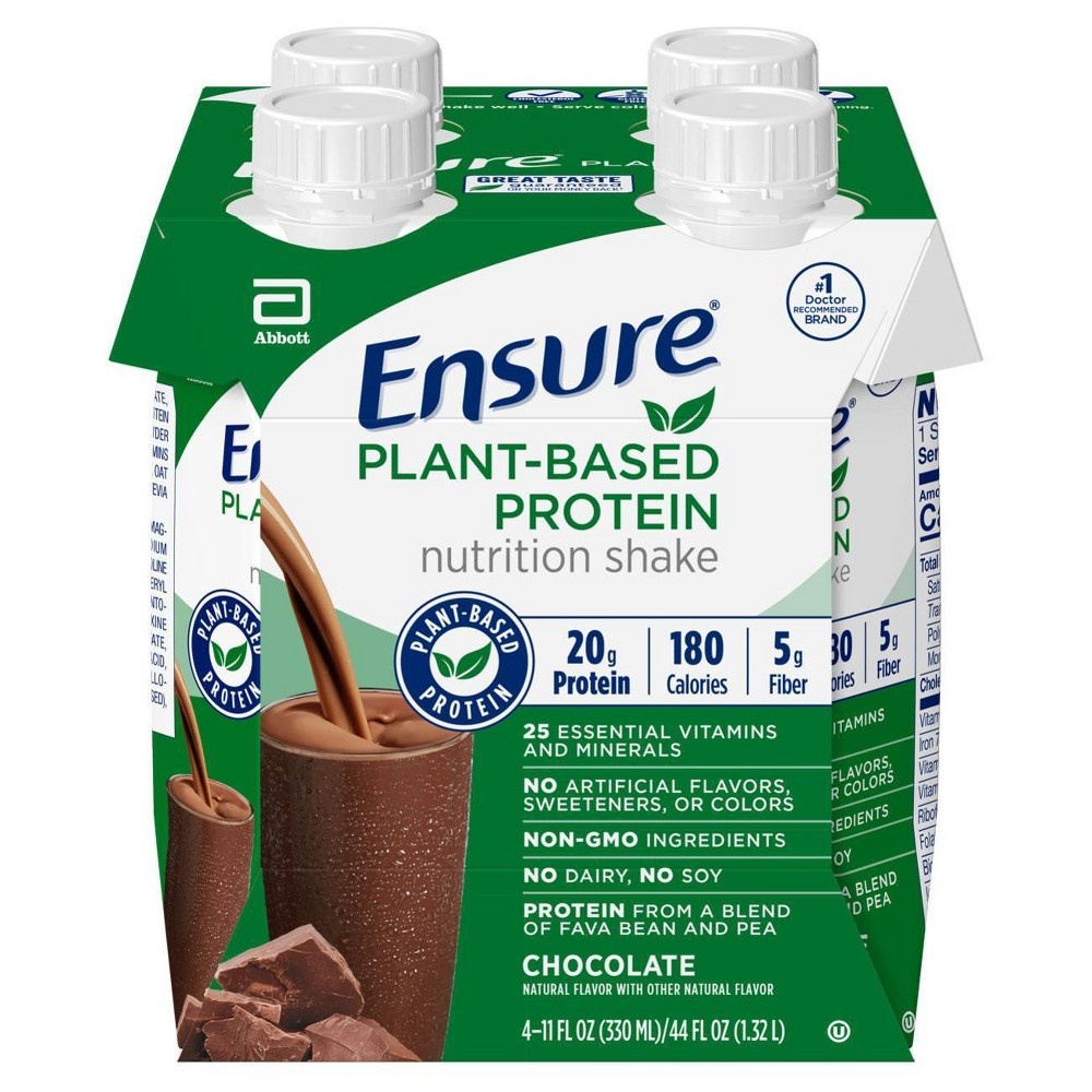 slide 3 of 5, Ensure Plant Based Protein Nutrition Shake Chocolate, 4 ct